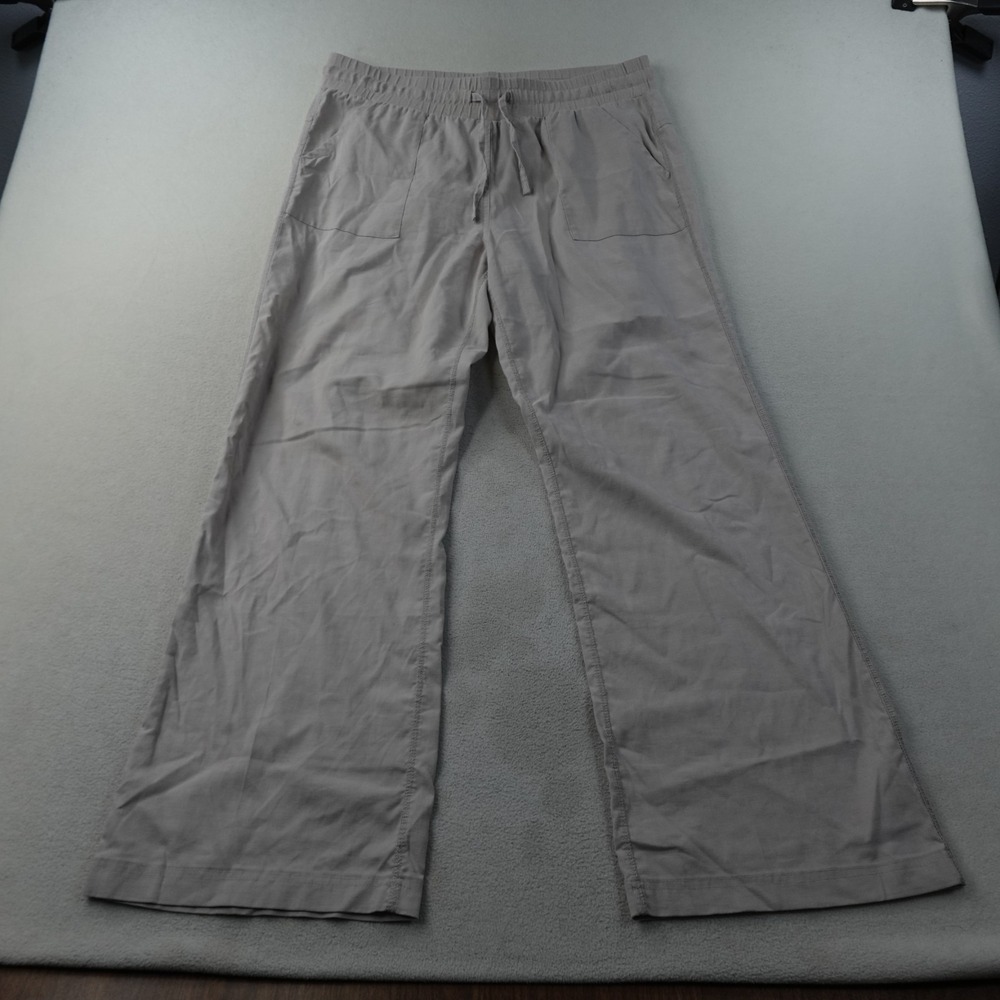 prAna Mantra Pants Womens Large Oatmeal Hemp Stretch Wide Leg Yoga Hiking